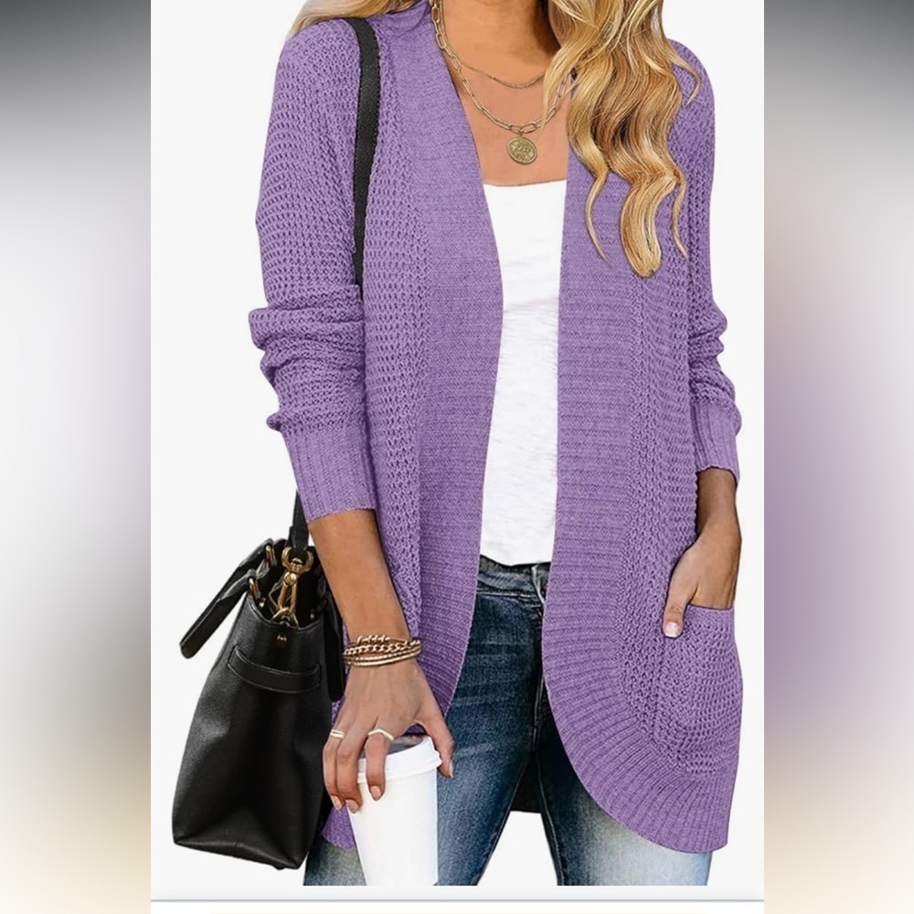 MEROKEETY Long Sleeve Open Front Cardigans Chunky Knit Draped Sweaters Small